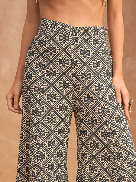 Women Printed Round Neck Top With Palazzo Co-Ords Set VitansEthnics