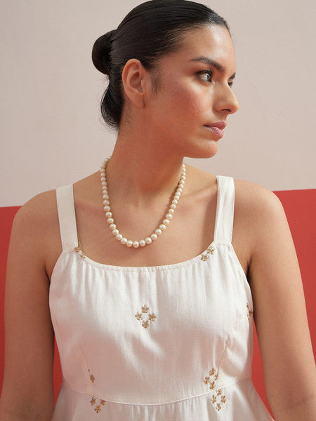Women White Shadow Work Embroidered Top with Palazzos Co-ords Set VitansEthnics