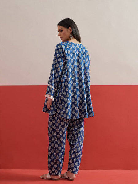 Women Ethnic Printed Thread Work Pure Cotton Kurta & Farshi Trousers Co-ords Set VitansEthnics