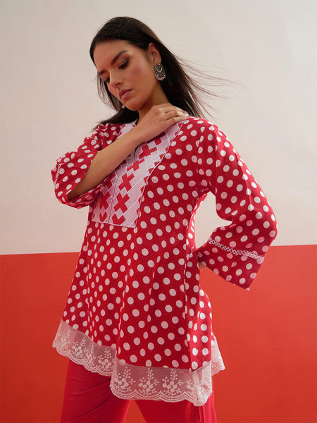 Women Ethnic Motifs Printed Regular Thread Work Kurti with Trousers Co-ords Set VitansEthnics