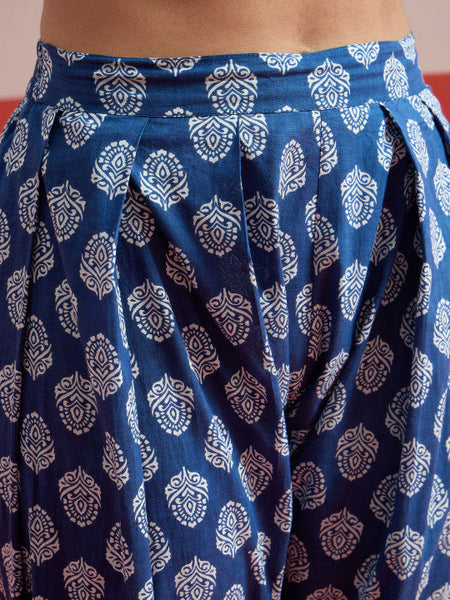 Women Ethnic Printed Thread Work Pure Cotton Kurta & Farshi Trousers Co-ords Set VitansEthnics