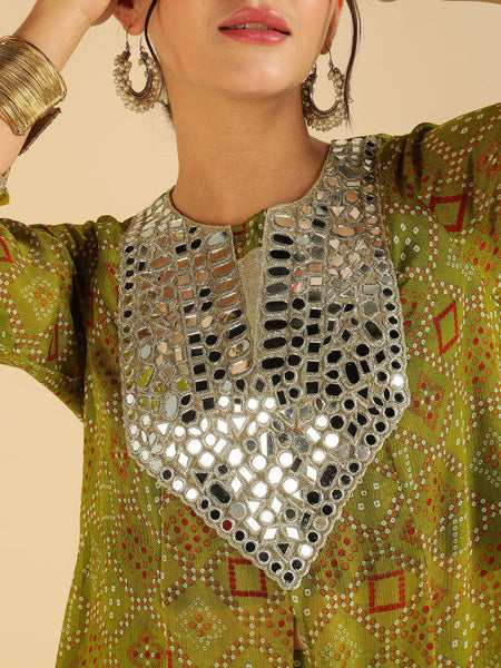 Women Fusion Bandhani Printed Embroidered Co-Ord Set VitansEthnics