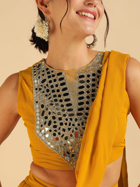 Women Embroidered and Mirror Work Crop Top With Tiered Sharara Co-Ord Set VitansEthnics