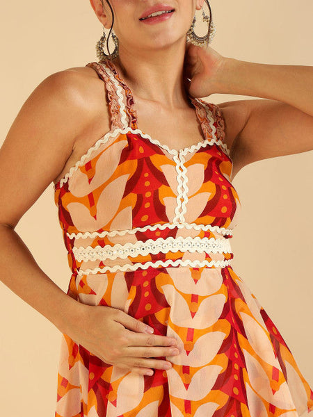 Women Fusion Leaf Printed Georgette Peplum Top With Palazzo & Dupatta Co-ords Set VitansEthnics