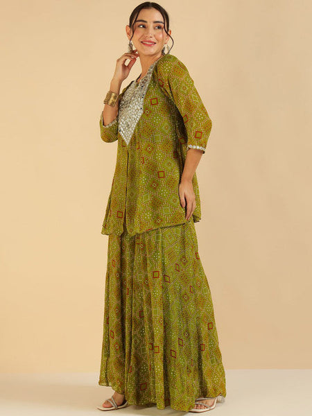 Women Fusion Bandhani Printed Embroidered Co-Ord Set VitansEthnics