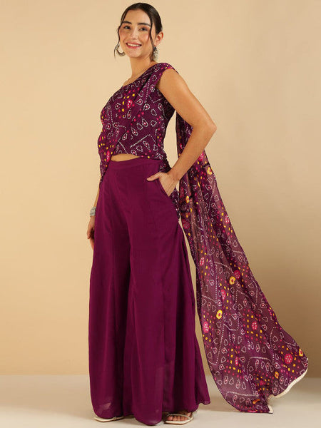 Women Bandhani Printed Pure Chiffon Ethnic Co-Ord Set VitansEthnics