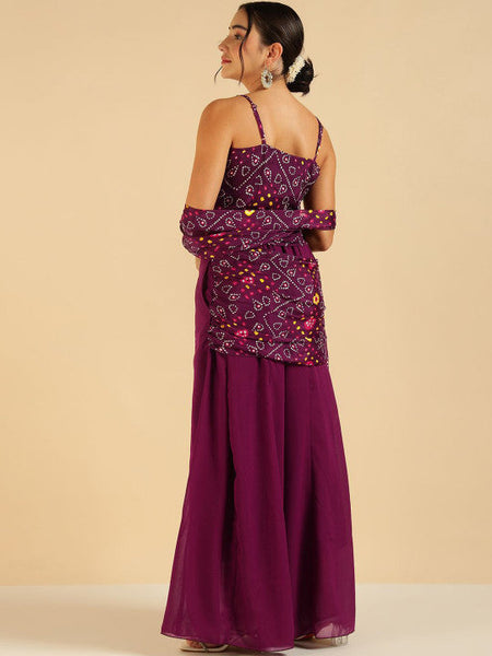 Women Bandhani Printed Pure Chiffon Ethnic Co-Ord Set VitansEthnics