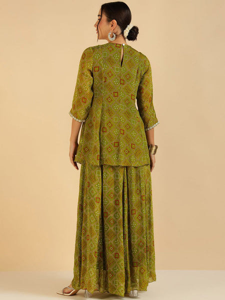 Women Fusion Bandhani Printed Embroidered Co-Ord Set VitansEthnics