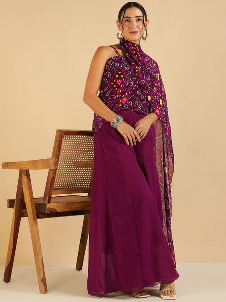 Women Bandhani Printed Pure Chiffon Ethnic Co-Ord Set VitansEthnics