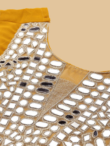 Women Embroidered and Mirror Work Crop Top With Tiered Sharara Co-Ord Set VitansEthnics