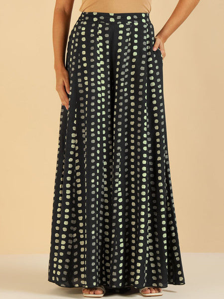 Women Fusion Polka Dots Printed Mirror Work Detail Peplum Tunic & Palazzo Co-ords Set VitansEthnics