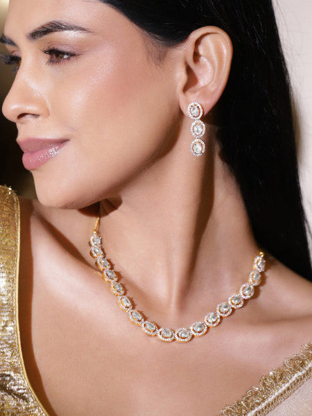 Women Cubic Zirconia Studded Embellished Classic Jewellery Set VitansEthnics