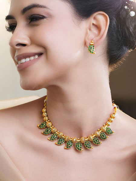 Women Gold Plated Enamel Beaded Traditional Jewellery Set VitansEthnics