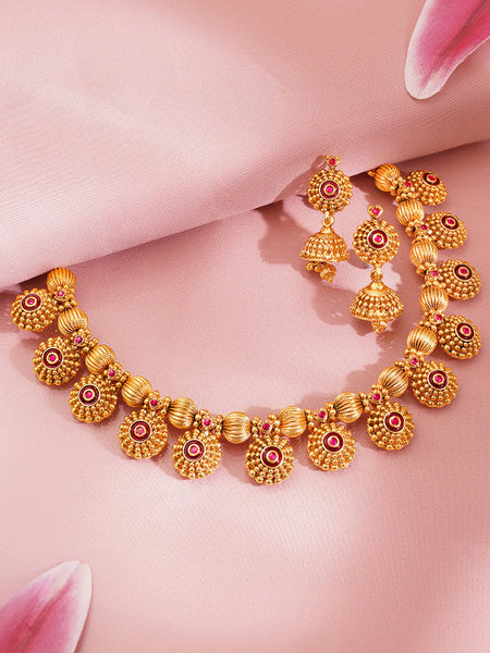 Women Gold Plated Beaded Floral Jewellery Set VitansEthnics