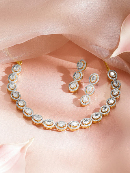 Women Cubic Zirconia Studded Embellished Classic Jewellery Set VitansEthnics