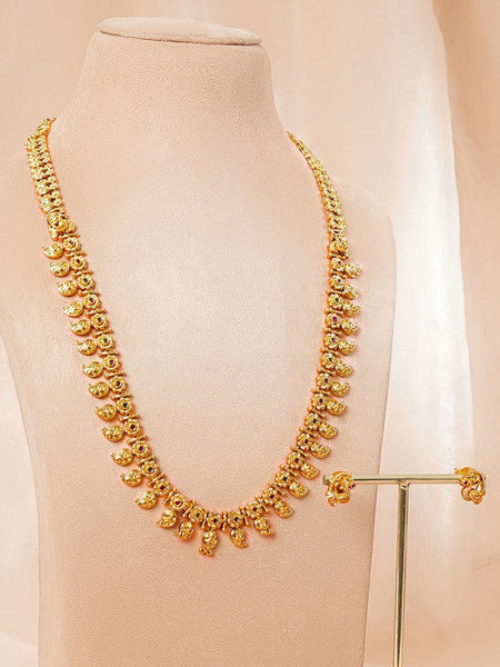 Women Gold Plated Paisley Motif Bridal Necklace Set VitansEthnics