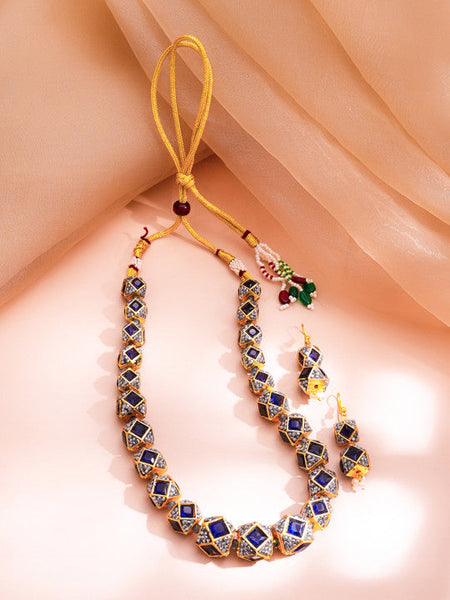 Women Gold Plated Crystal & Cubic Zirconia Studded Necklace Set VitansEthnics