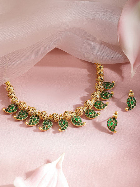 Women Gold Plated Enamel Beaded Traditional Jewellery Set VitansEthnics