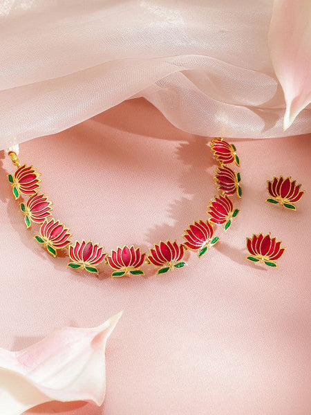 Women Gold Plated Kundan Studded Bridal Necklace Set VitansEthnics