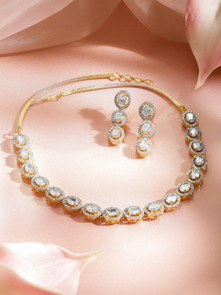 Women Cubic Zirconia Studded Embellished Classic Jewellery Set VitansEthnics