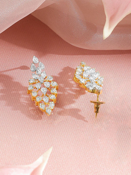 Women Gold-Plated Layered Cubic Zirconia Necklace and Earrings VitansEthnics