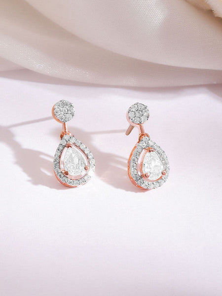 Women Rose Gold-Plated Cubic Zirconia Studded Necklace and Earrings VitansEthnics