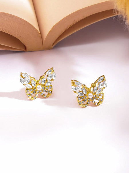 Women Gold Plated American Diamond Pendant Necklace Set VitansEthnics