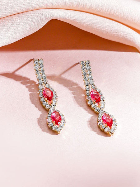 Women Gold-Plated Red Crystals & American Diamond Studded Jewellery Set VitansEthnics