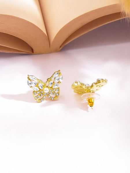 Women Gold Plated American Diamond Pendant Necklace Set VitansEthnics