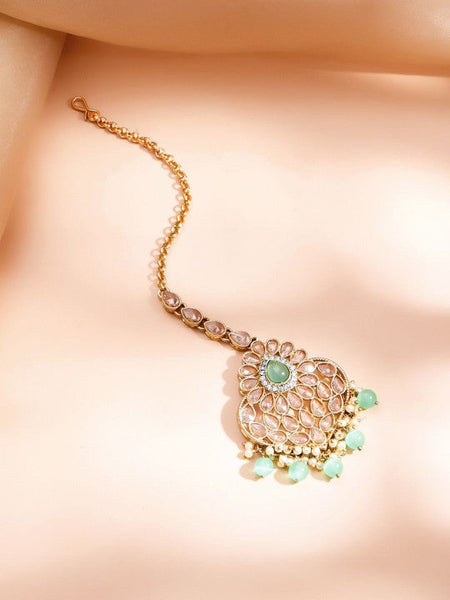 Women Rose Gold-Plated Cubic Zirconia Studded Necklace and Earrings VitansEthnics