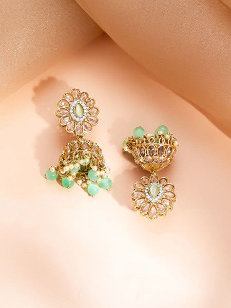 Women Rose Gold-Plated Cubic Zirconia Studded Necklace and Earrings VitansEthnics