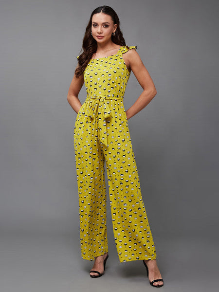 Women Mustard and black printed Jumpsuit VitansEthnics