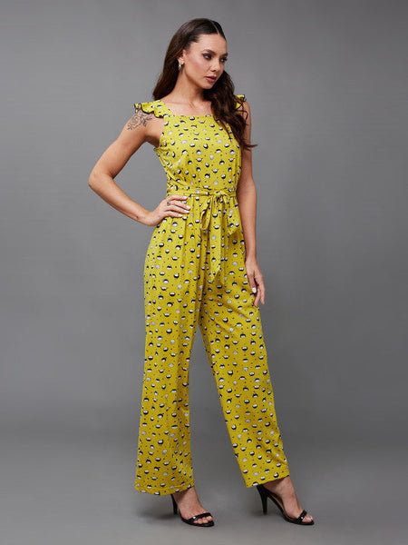 Women Mustard and black printed Jumpsuit VitansEthnics