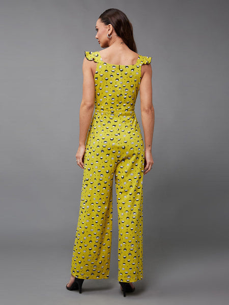 Women Mustard and black printed Jumpsuit VitansEthnics