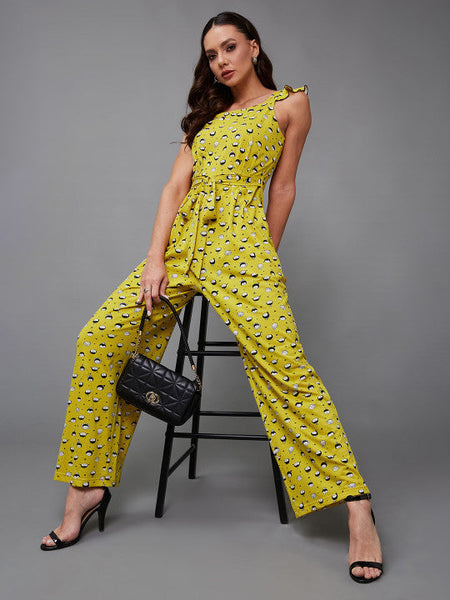 Women Mustard and black printed Jumpsuit VitansEthnics