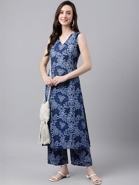 Women Floral Regular Gotta Patti Kurta with Trousers VitansEthnics