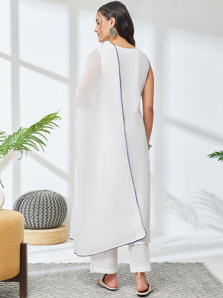 Women Ethnic Motifs Embroidered Regular Sequinned Pure Cotton Kurta with Trousers & With Dupatta VitansEthnics