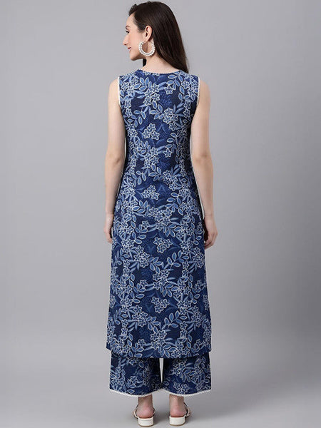 Women Floral Regular Gotta Patti Kurta with Trousers VitansEthnics