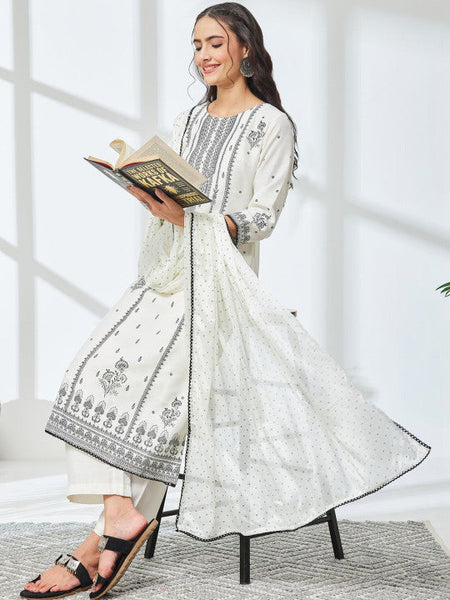 Women Floral Printed Regular Gotta Patti Kurta with Trousers & With Dupatta VitansEthnics
