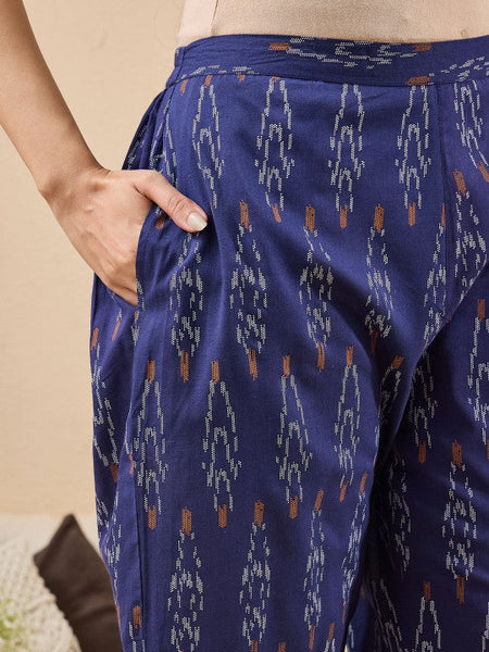 Women Printed Regular Pure Cotton Kurta with Trousers & With Dupatta VitansEthnics