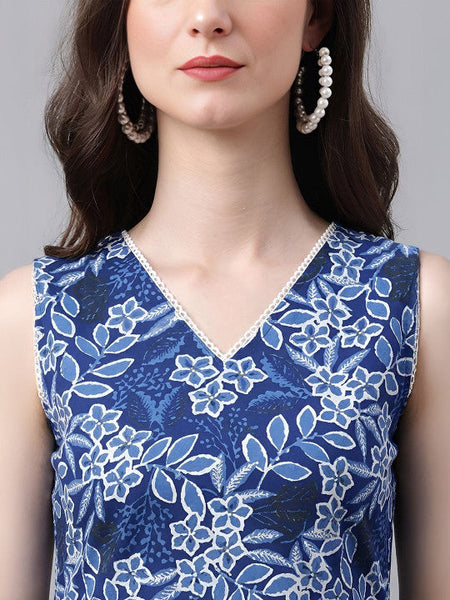 Women Floral Regular Gotta Patti Kurta with Trousers VitansEthnics