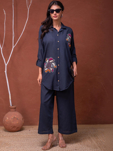 Women Embroidered Shirt With Trousers Co-Ords Set VitansEthnics