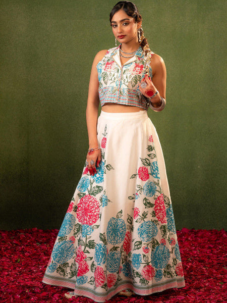 Women Printed Top with Skirt Co-ords Set VitansEthnics