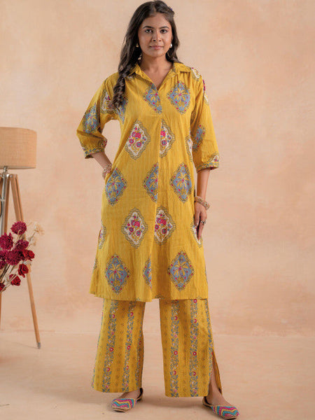 Women Ethnic Motifs Printed Regular Pure Cotton Kurta with Palazzos VitansEthnics