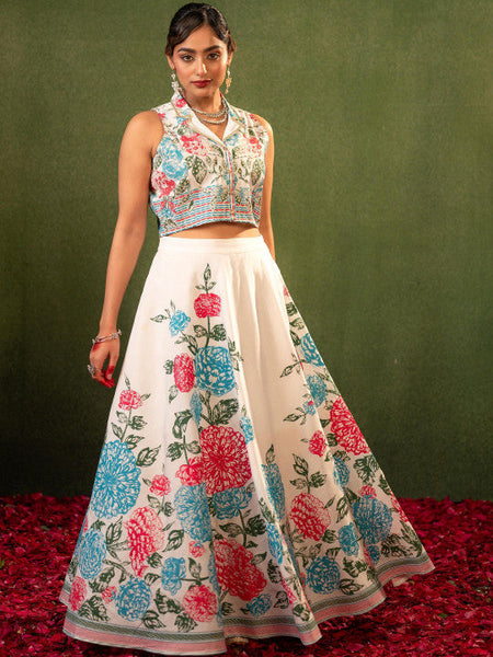 Women Printed Top with Skirt Co-ords Set VitansEthnics