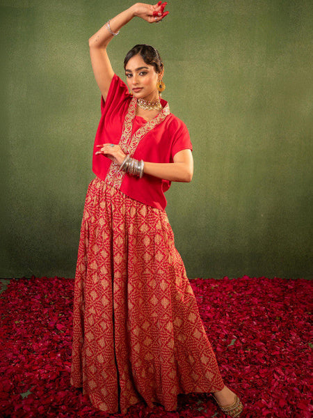 Women Embroidered Top with Skirt Co-ords Set VitansEthnics