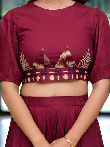 Women Embroidered Top & Dhoti Pants Co-ords Set VitansEthnics