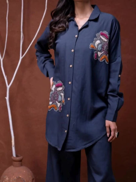 Women Embroidered Shirt With Trousers Co-Ords Set VitansEthnics
