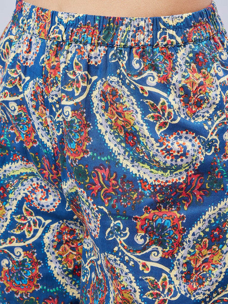 Women Printed Pure Cotton Tunic With Trousers Set VitansEthnics