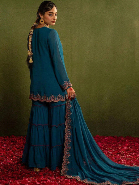 Women Ethnic Motifs Embroidered Kurta with Sharara & Dupatta Set VitansEthnics